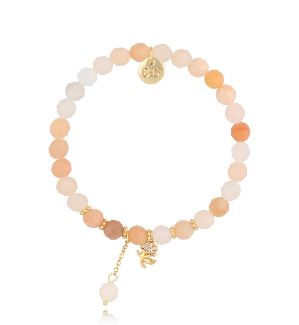 Aventurine Stone Bracelet with Crystal Flower and Chain Pendant 2807