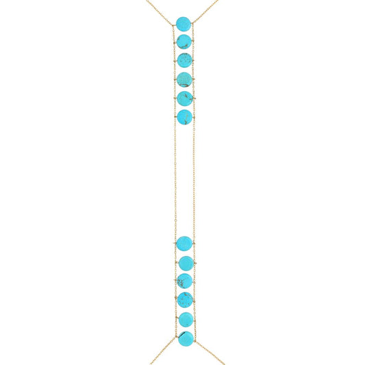 Turquoise Split Body Chain & Necklace in Gold Trinidad