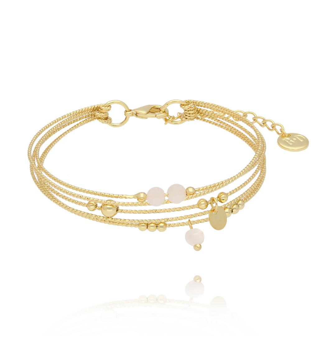 Glam Rock Multi Layer Bracelet with Pearl & White Beads 0279