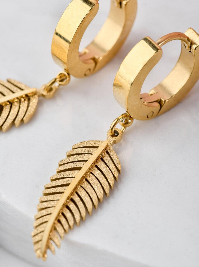14k Gold Plated Shiny Leaf Earrings