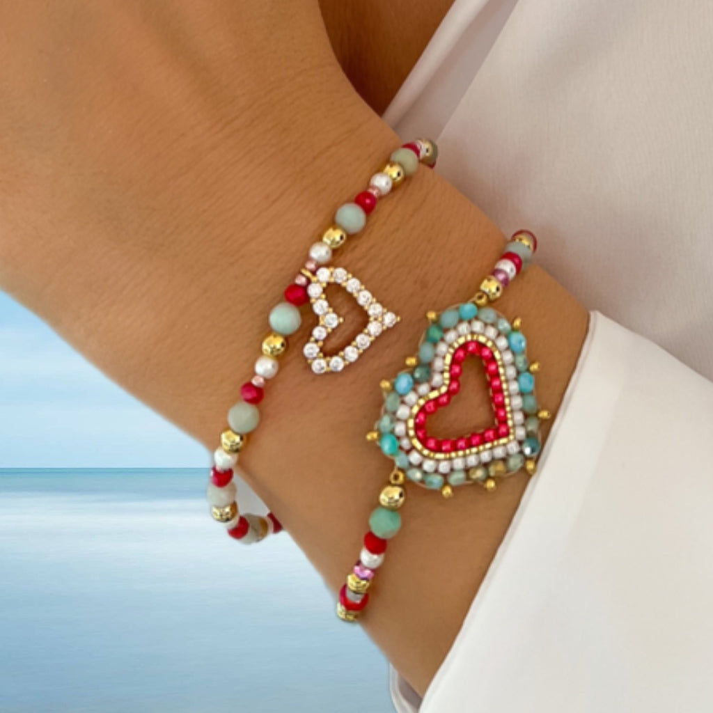 Pastel Paradise Bracelet with Crystal Heart Pendant