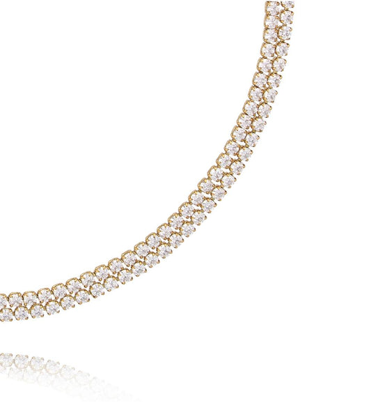 Gold Plated Simple Steel Anklet with Zirconium Chains