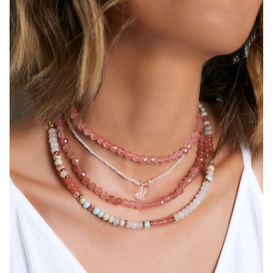Dusty Pink Agate Stones Necklace