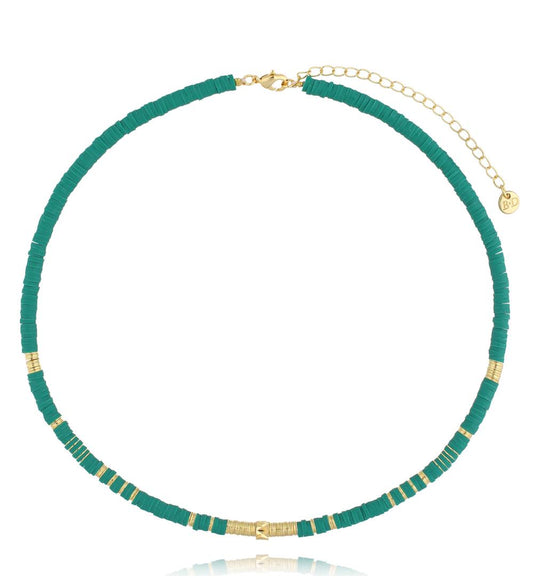 Simplicity Turquoise Green Modeling Clay Necklace 0564