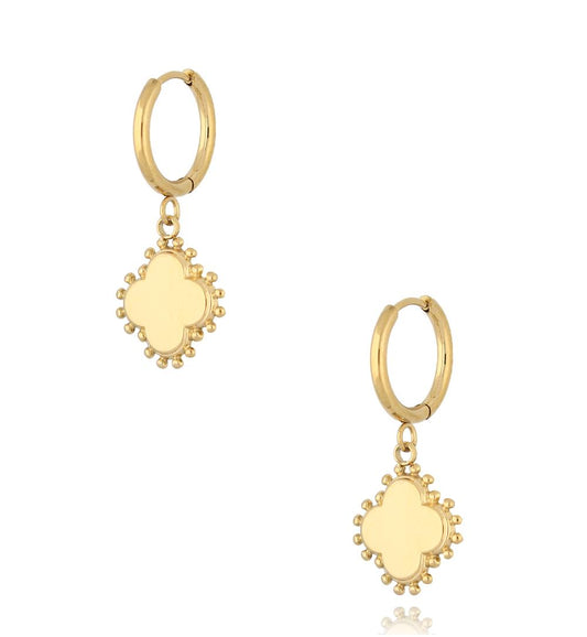 Gold Plated Hoops with Gold Spike Clovers