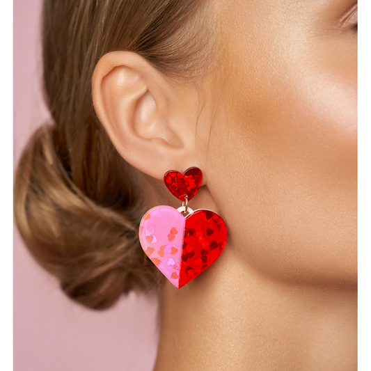 Pink & Red Heart Earrings