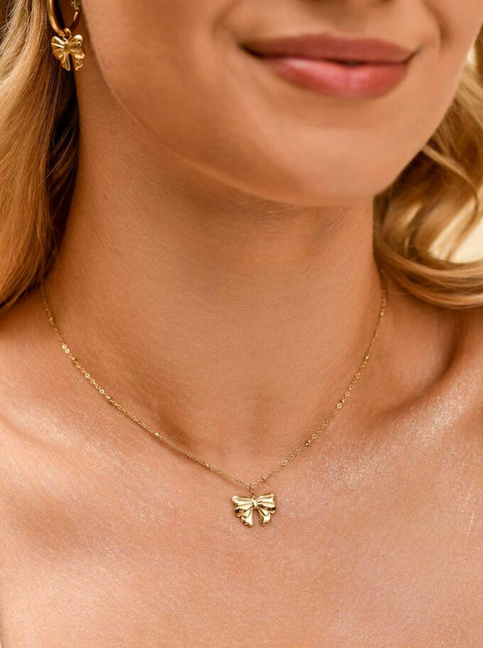 14k Gold Plated Bow Necklace