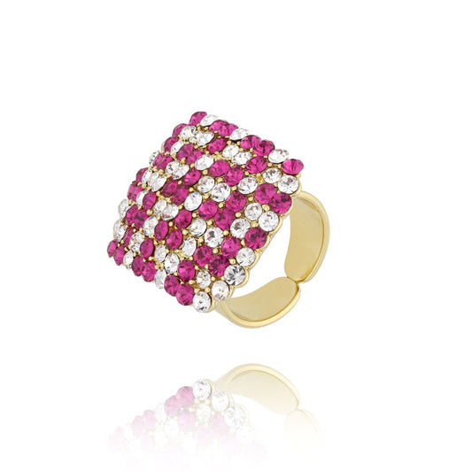 Fuchsia and Clear Zirconium Adjustable Ring Aelia