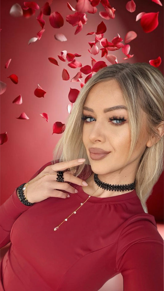 5 Row Glamour Luminous Choker with Swarovski Lariat Teardrop Crystal