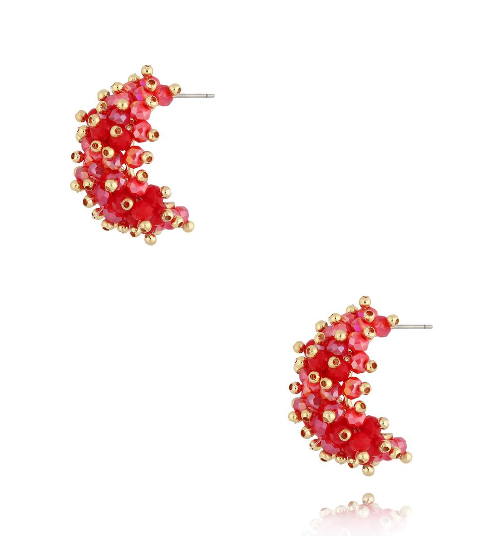 Red Faceted Glass Crystal Earrings 0151
