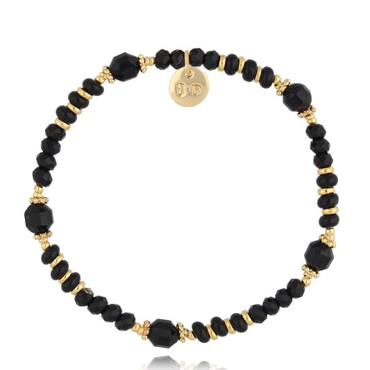 Black Agate Bracelet in Gold