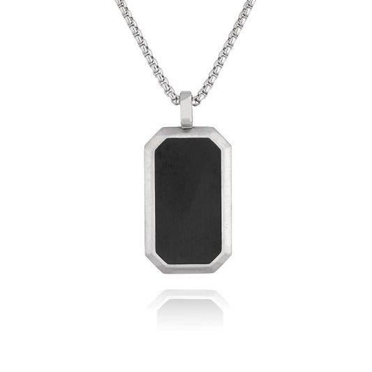 Men’s Stainless Steel Necklace with Black Everlasting Pendant Erp