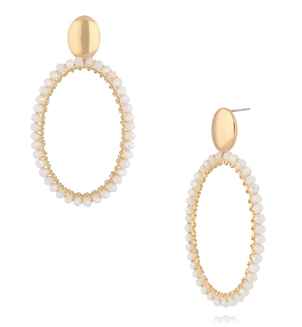 White Glass Crystals Earrings Weekend 0286
