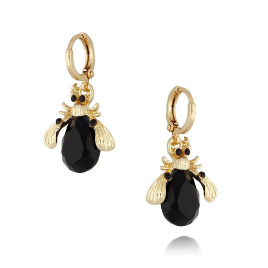 Black Beetle Small Hoops Earrings