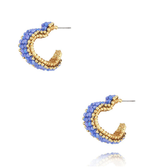 Luminous Blue Faceted Glass Crystals Heart Earrings