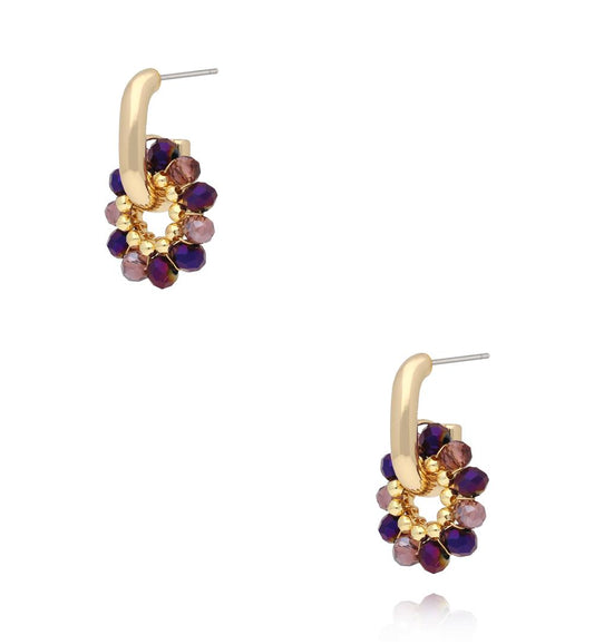 Purple Faceted Glass Crystals Earrings Weekend 0227