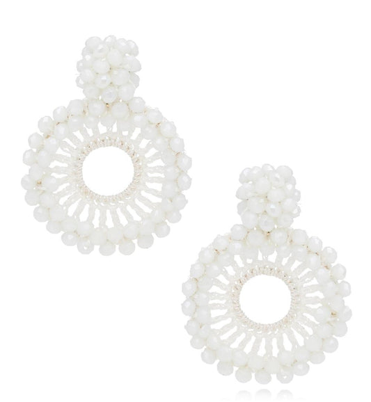 Luminous White Glass Crystal Earrings 0001