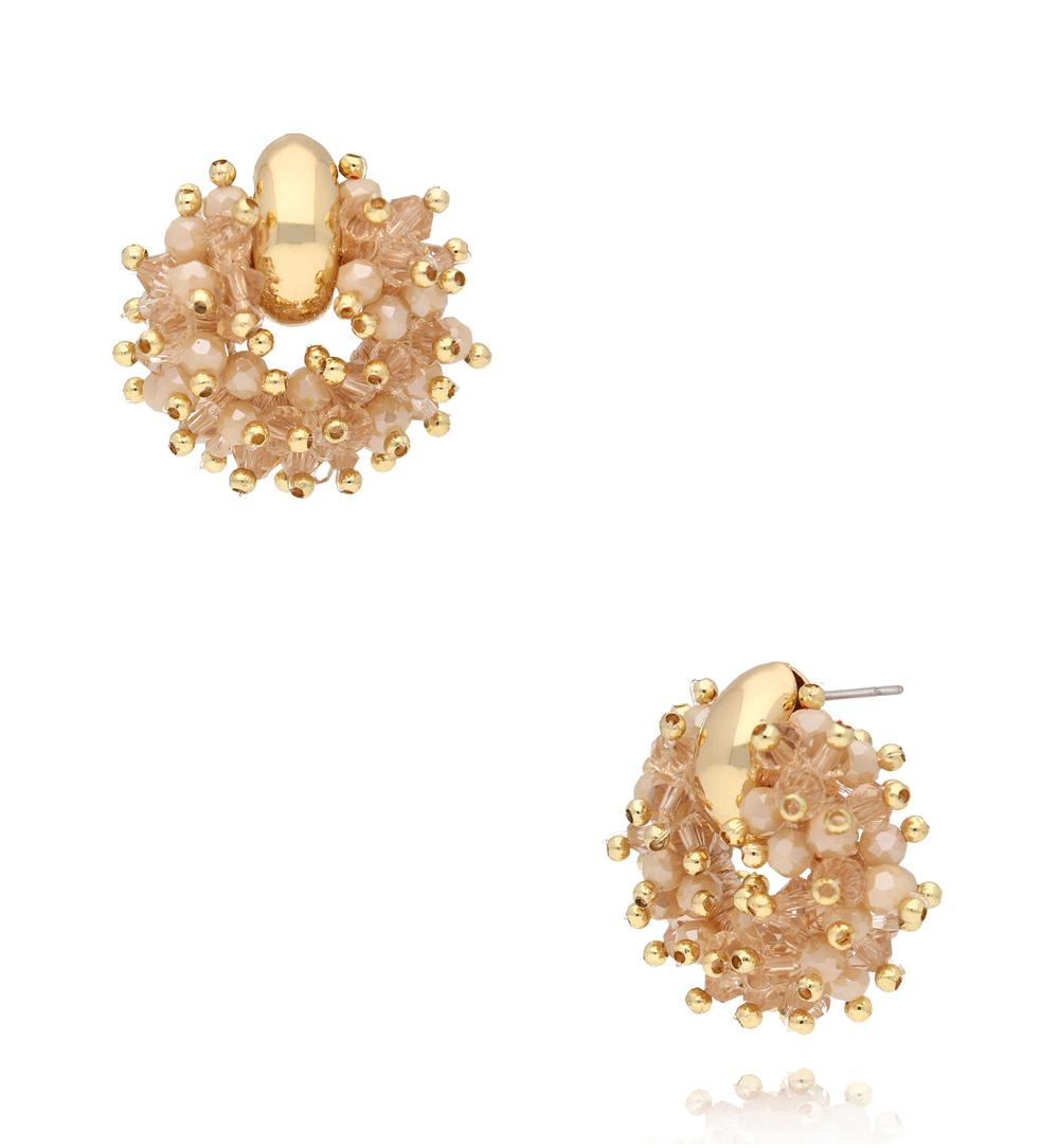 Beige Luminous Glass Crystal Earrings Weekend 0296