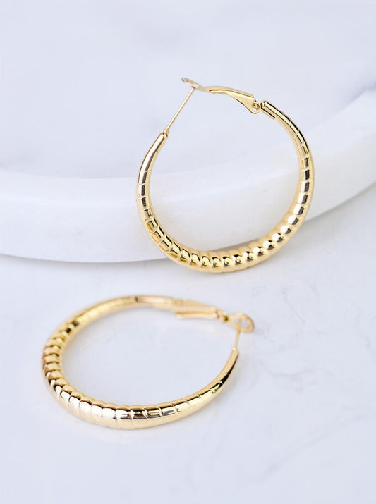 14K Gold Plated Twist Hoop Earrings