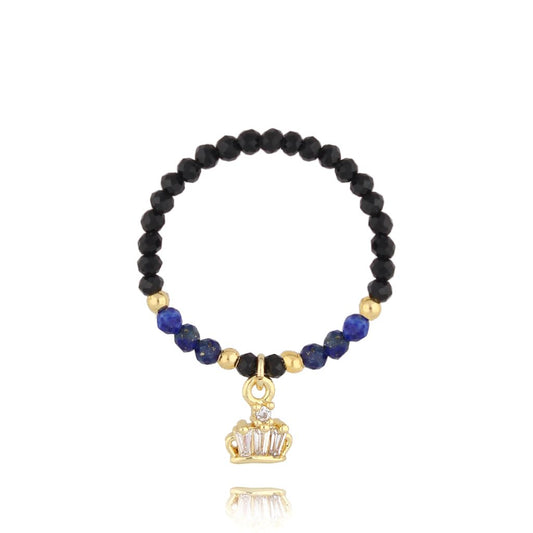 Lapis Lazuli & Tourmaline Ring with Crystal Crown