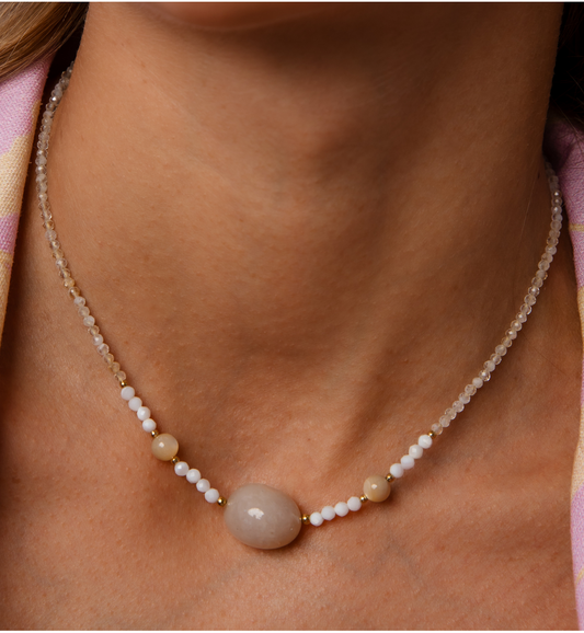 Paradise Necklace with Citrine and Jadeite Stones 1441