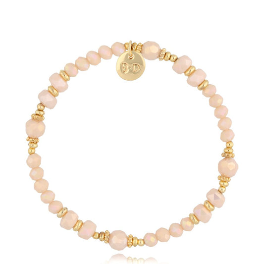 Luminous Cream Beige Glass Crystals Bracelet 0344