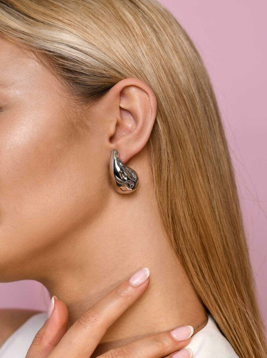 Silver Lightweight Chunky Teardrop Earrings (3cm)