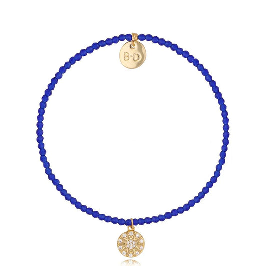 Navy Blue Crystals Bracelet with Zirconium Sun Pendant
