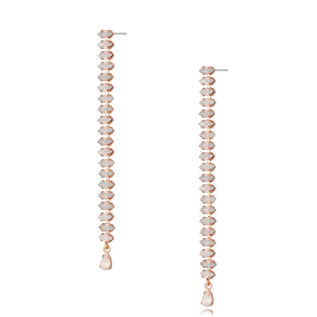 Rose Gold Glamour Earrings with White Milk Crystals