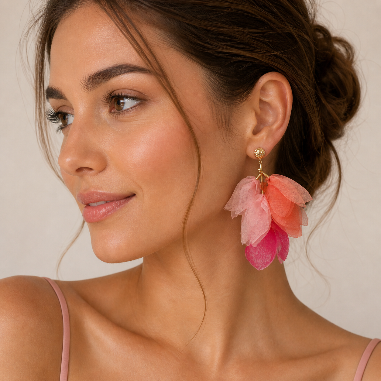 Trio Coral & Pink Flower Earrings
