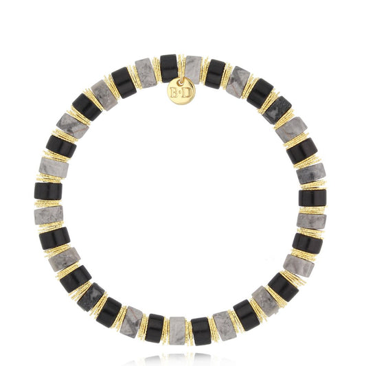 Simplicity Gray and Black Jasper Bracelet