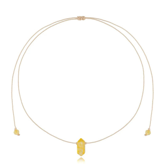 Self Adjusting Rope Necklace with Citrine Natural Stone