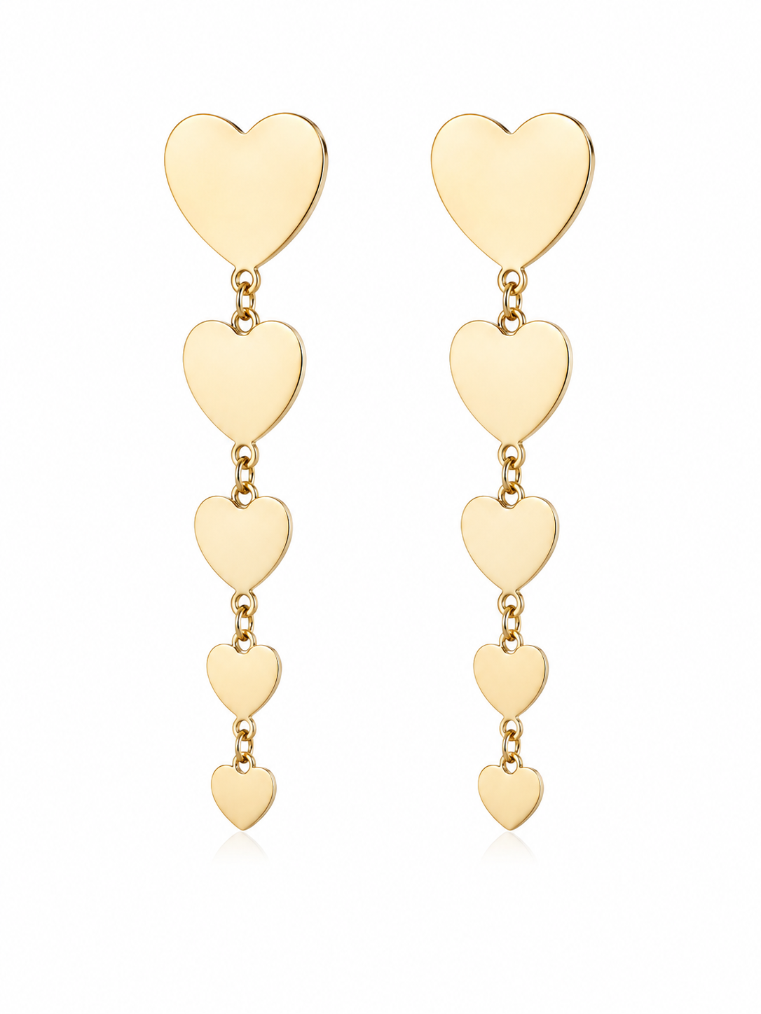 14k Gold Plated Heart Drop Earrings