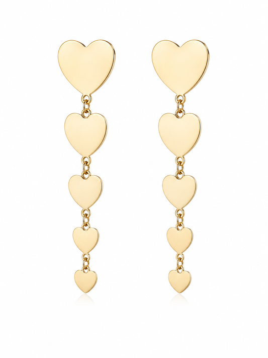 14k Gold Plated Heart Drop Earrings