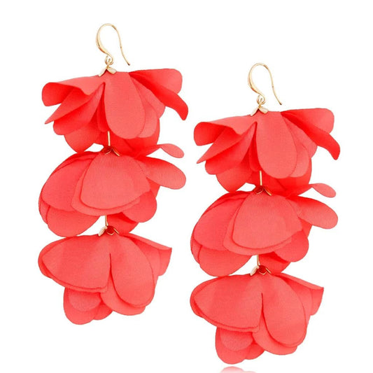 Multi Layered Satin Earring in Coral