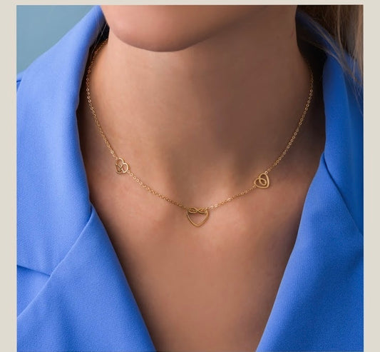 14k Gold Plated Triple Heart Necklace