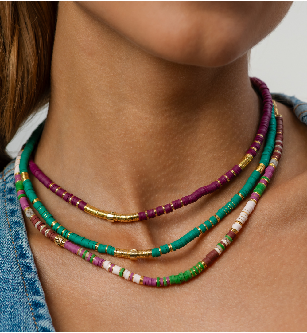 Simplicity Turquoise Green Modeling Clay Necklace 0564