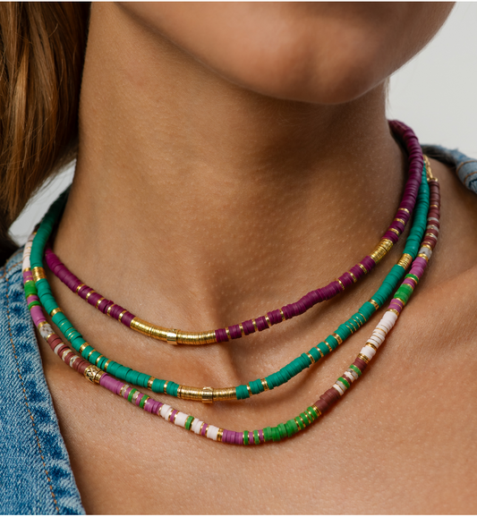 Simplicity Plum & Gold Modeling Clay Necklace