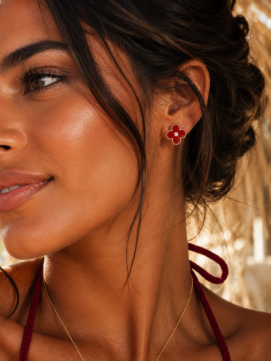 Matilde Burgundy Clover Earrings