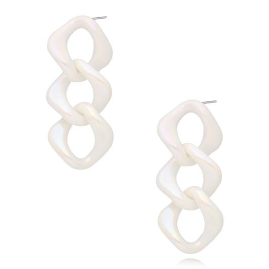White Acrylic Chain Earrings Selle