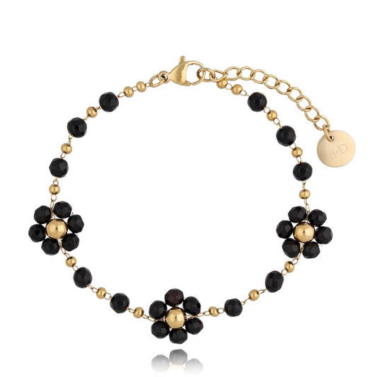 Black Agate Flowers Bracelet