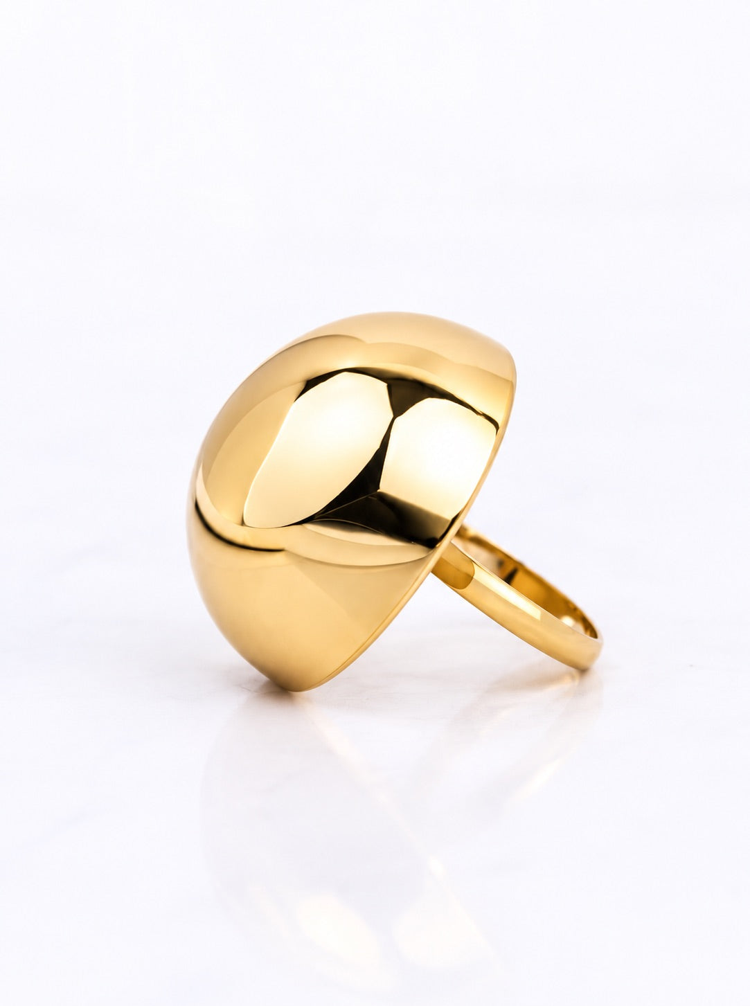 Gold Plated Sphere Statement Adjustable Ring