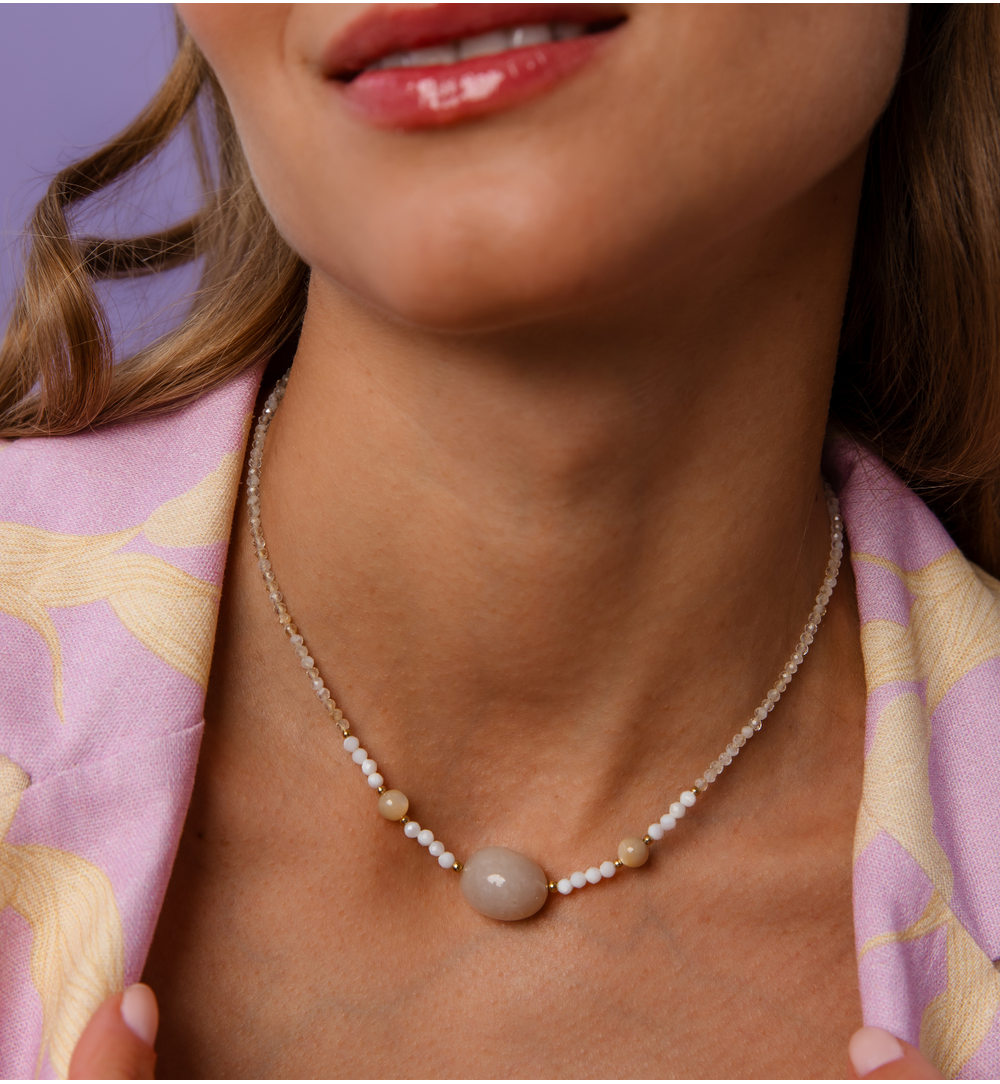 Paradise Necklace with Citrine and Jadeite Stones 1441