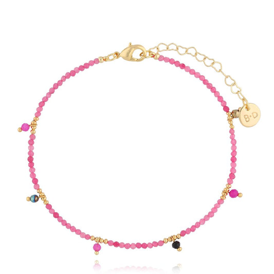 Fuchsia Jadeite Stones Anklet Kaia