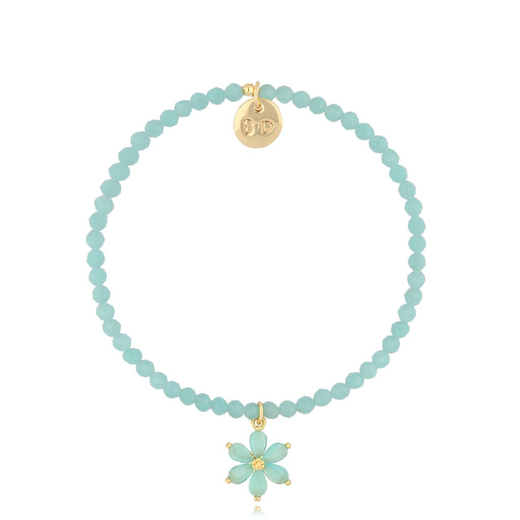 Turquoise Amazonite Stones Bracelet with Flower Source