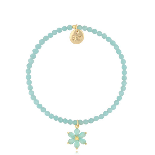 Turquoise Amazonite Stones Bracelet with Flower Source