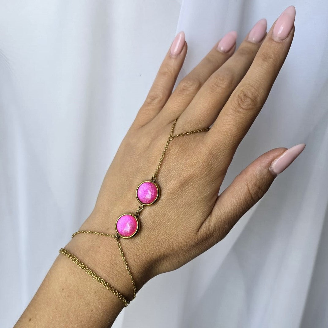 Gold Plated Pink Candy Ring Bracelet