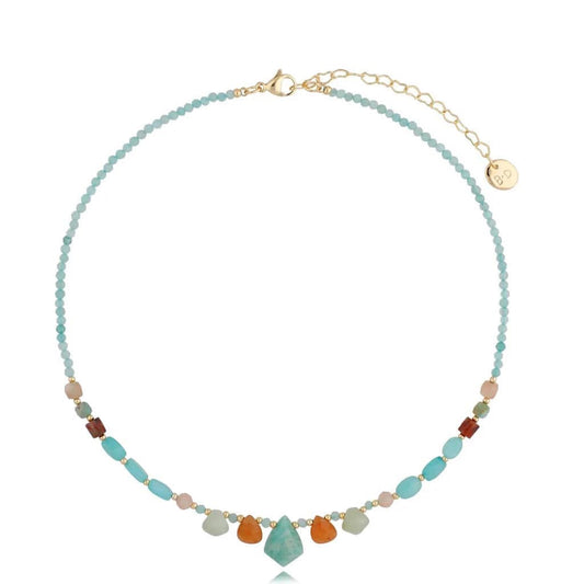 Turquoise, Citrine and Sun Stones Rope Necklace Necklace 0541