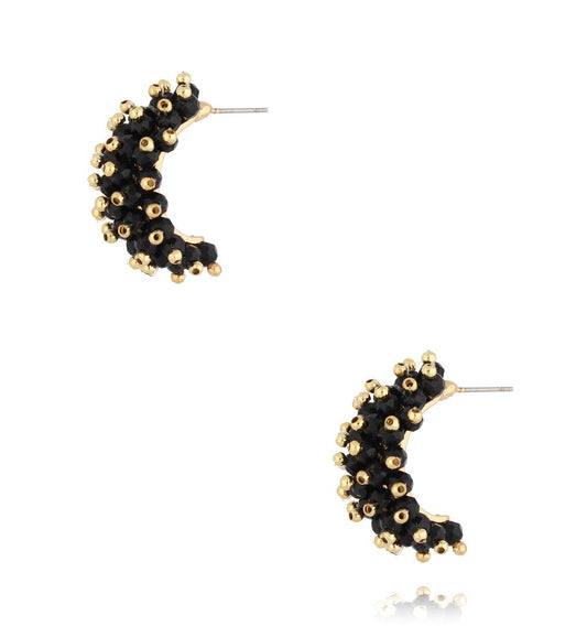 Black Faceted Glass Crystal Earrings 0159