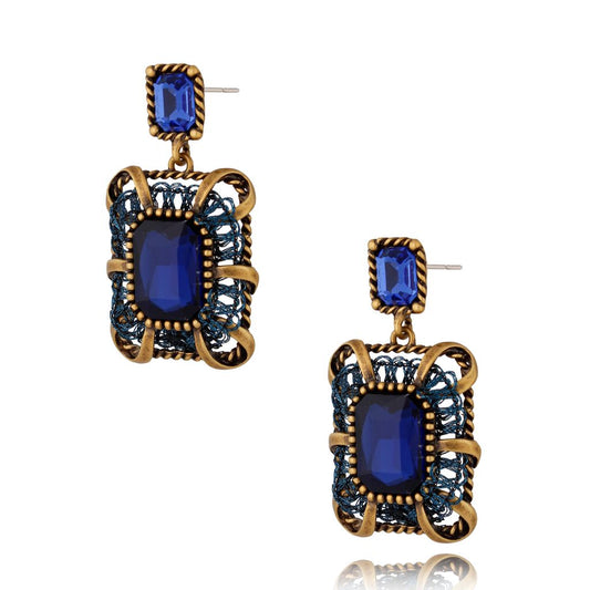 Antique Blue Air Crystal Earrings